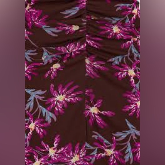 DIANE VON FURSTENBERG / clementine ruched mesh floral midi dress Bodycon XXS - Picture 9 of 13